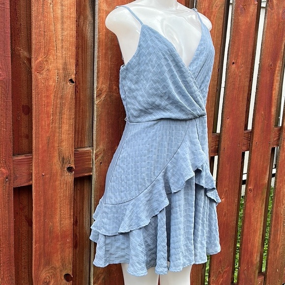 Altard State Women’s Mini Ruffle Dress Blue Size L - Picture 5 of 12